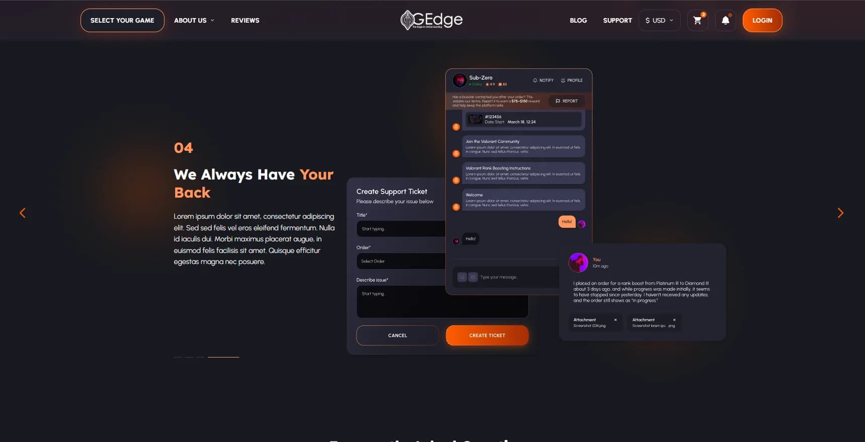 OGEdge game catalog and selection view