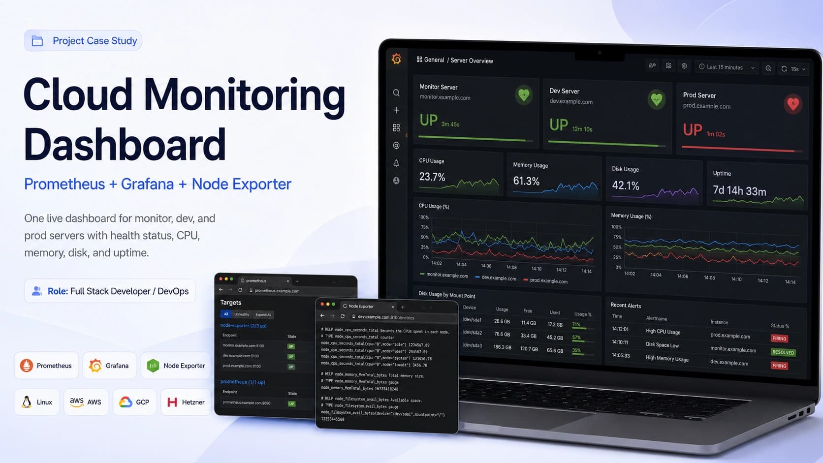Cloud Monitoring Dashboard - Prometheus + Grafana + Node Exporter